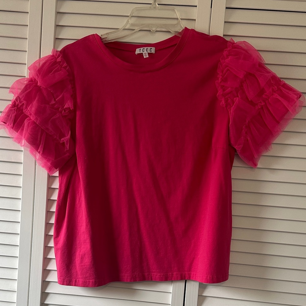 Pink Ruffle Sleeve Top